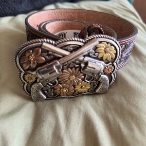 Western Floral Belt with Revolver Buckle Tony Lama
